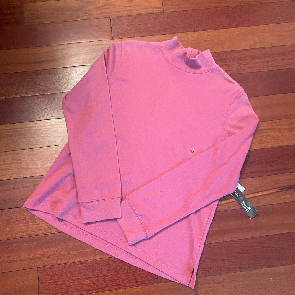 pink mock neck t-shirt size petite medium Hastings & Smith